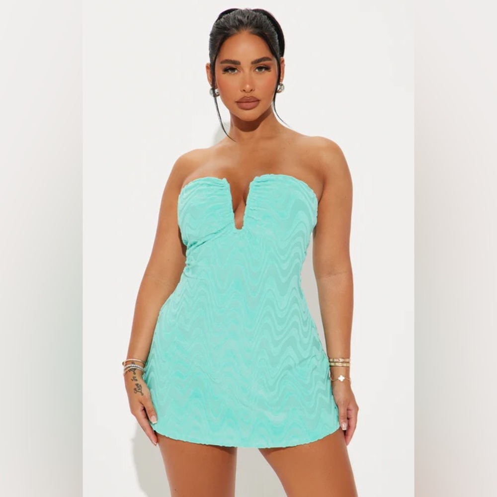 NEW Fashion Nova Beach Front Terry Micro Mini Dress in Mint